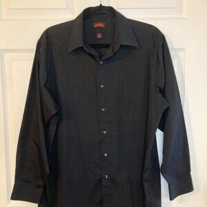 J. Garcia Men's Black Long-Sleeve Dress Shirt - Chest Pocket - Size L 16.5 32/33